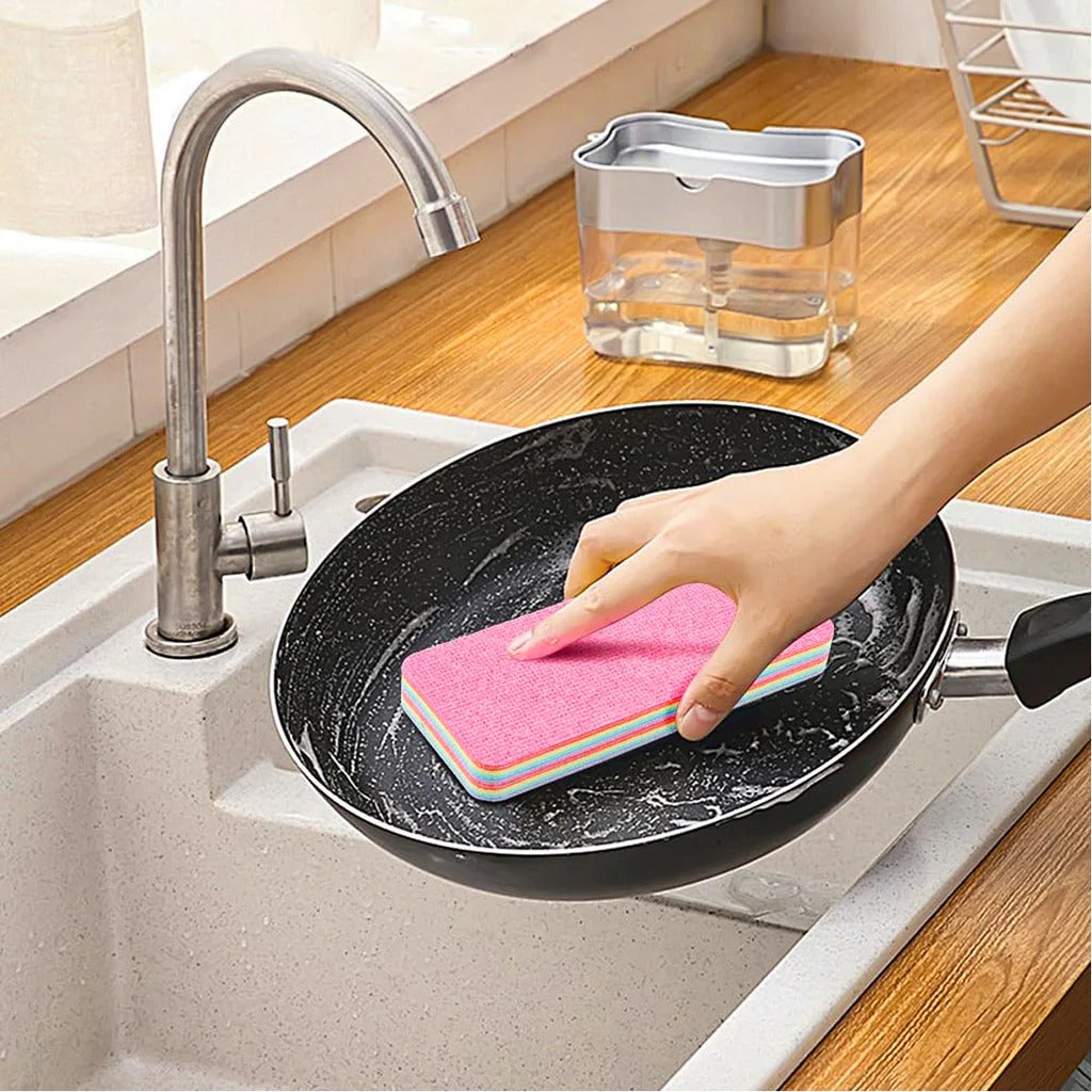 Multi-Purpose Microfiber Rainbow Sponge – 12 Layer Durable Cleaning Sponge for Kitchen & Household Use