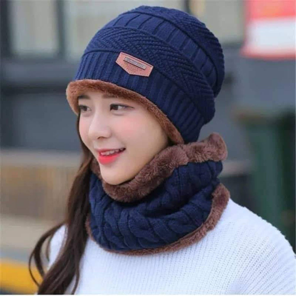 Muffler Cap With Neck Warmer 2in1 Warm Comfortable Stylish Durable Quality Soft Fabric Perfect Choice For Winter Daily Wear Travel And Outdoor Activities (Random Color) Rs