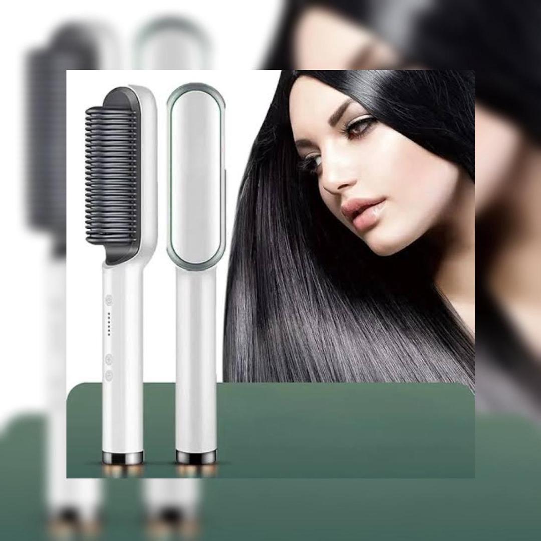 2 In 1 Hair Straightener Brush with Intelligent Temperature Control