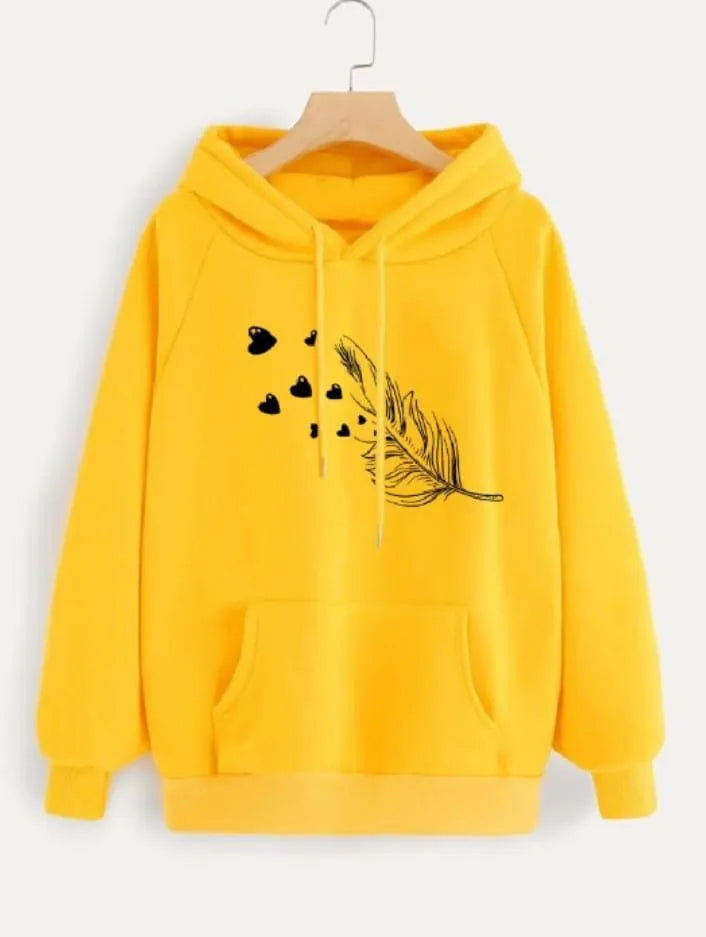 Women's Stitched Fleece Printed Pullover Hoodie