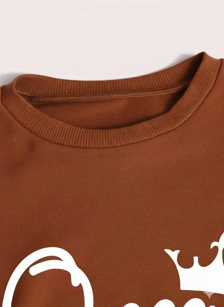 Women's Stitched Fleece Printed Sweatshirt Tracksuit