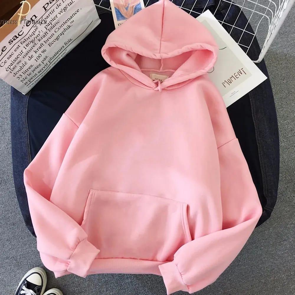 Cozy pink fleece hoodie