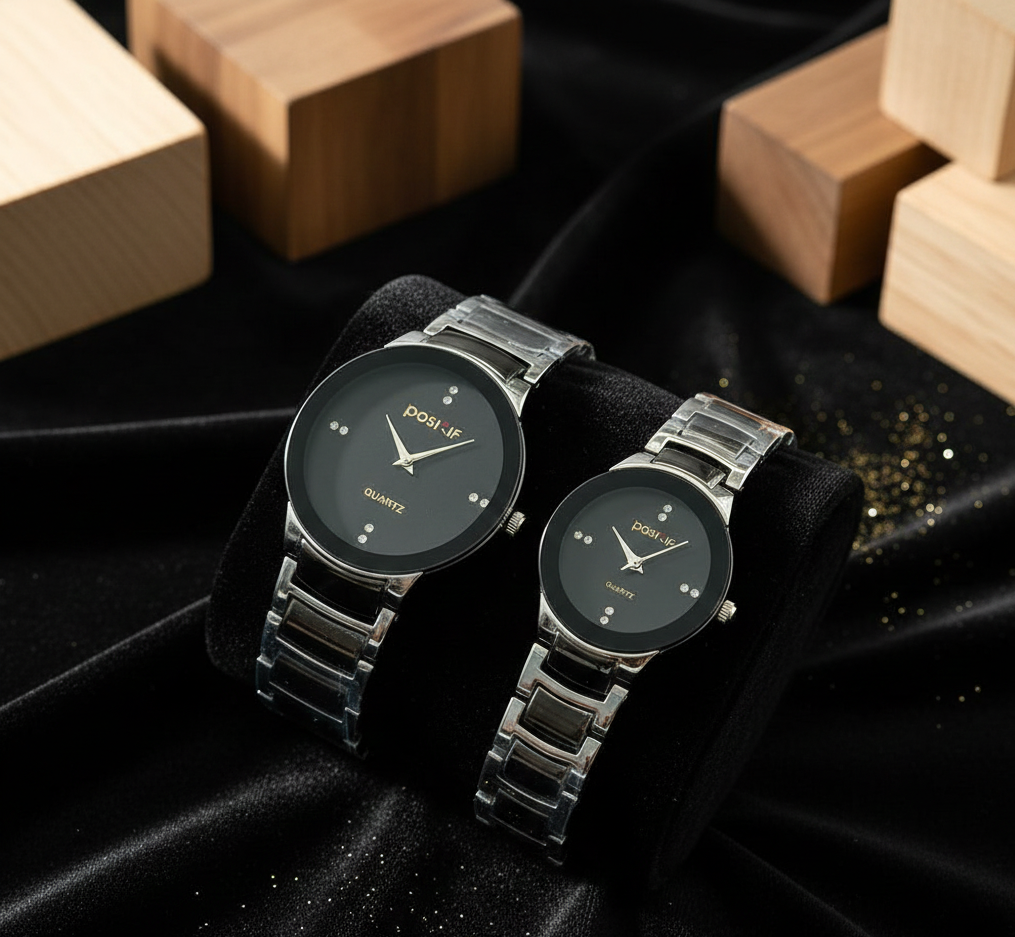 POSITIF Couple Watch – Elegant Matching His & Her Timepieces | Stylish Pair Gift For Lovers, Anniversary & Special Occasions